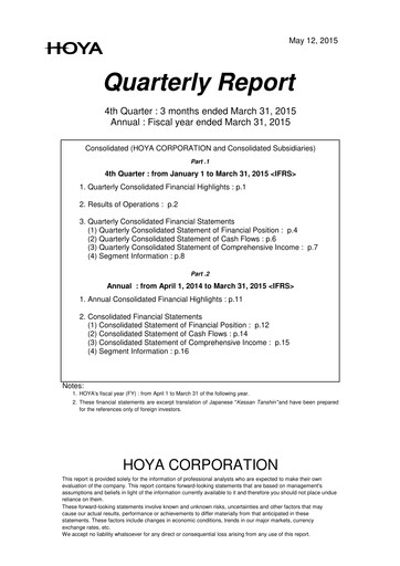 Thumbnail Hoya Quarterly Report 2015-q4