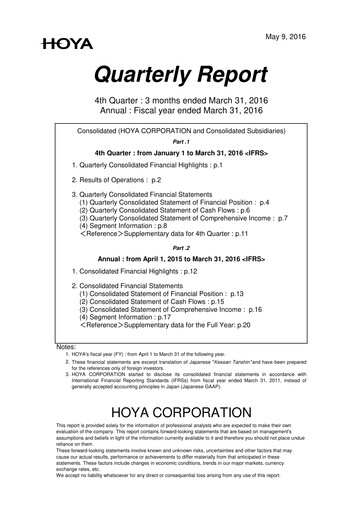 Thumbnail Hoya Quarterly Report 2016-q4