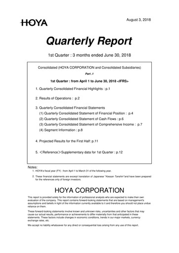 Thumbnail Hoya Quarterly Report 2018-q1
