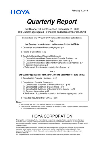 Thumbnail Hoya Quarterly Report 2018-q3