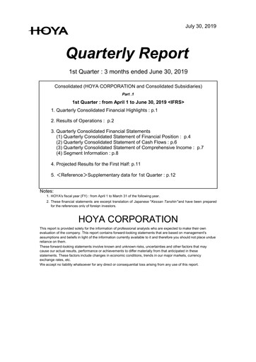 Thumbnail Hoya Quarterly Report 2019-q1