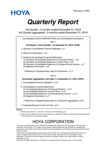 Thumbnail Hoya Quarterly Report 2019-q3