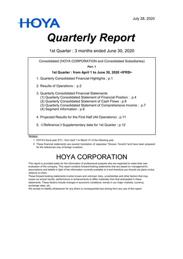 Thumbnail Hoya Quarterly Report 2020-q1