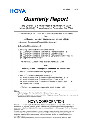 Thumbnail Hoya Quarterly Report 2020-q2
