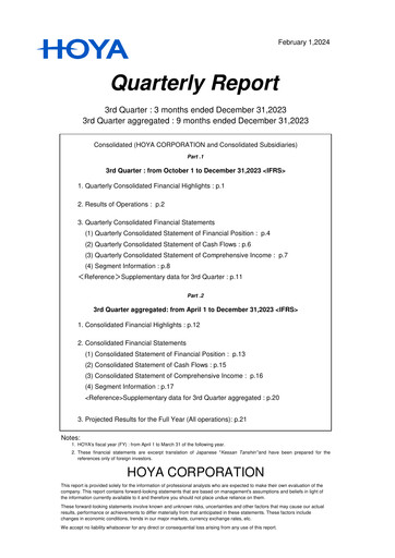Thumbnail Hoya Quarterly Report 2023-q3