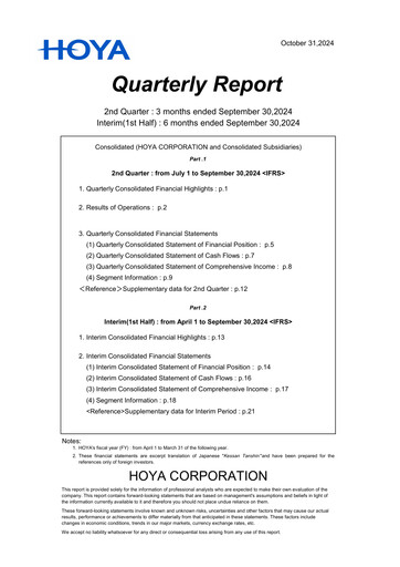 Thumbnail Hoya Quarterly Report 2024-q2