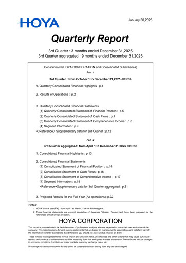 Thumbnail Hoya Quarterly Report 2025-q3