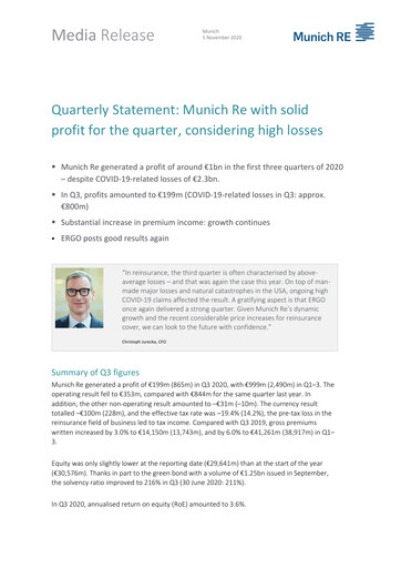 Vorschaubild Munich RE (Münchener Rück) Quartalsbericht 2020-q3