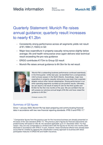 Vorschaubild Munich RE (Münchener Rück) Quartalsbericht 2023-q3