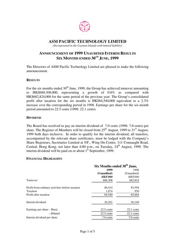 Thumbnail ASMPT
 (ASM Pacific Technology) Half-year Report 1999
