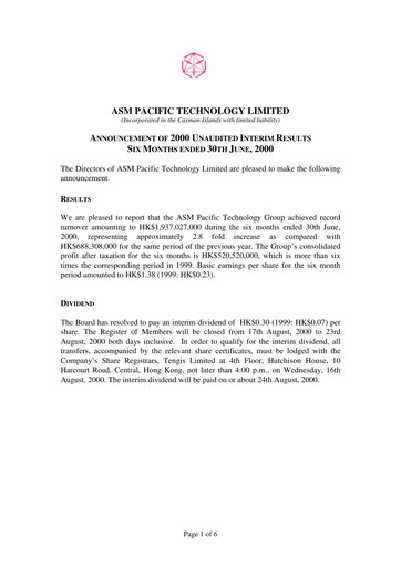 Thumbnail ASMPT
 (ASM Pacific Technology) Half-year Report 2000