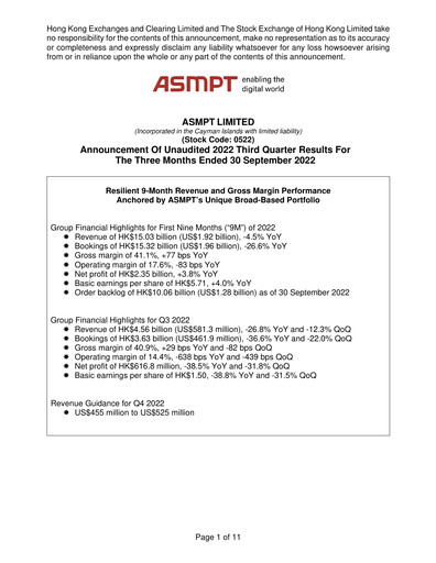Thumbnail ASMPT
 (ASM Pacific Technology) Quarterly Report 2022-q3