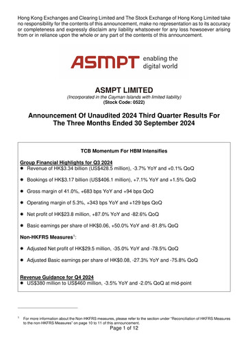 Thumbnail ASMPT
 (ASM Pacific Technology) Quarterly Report 2024-q3
