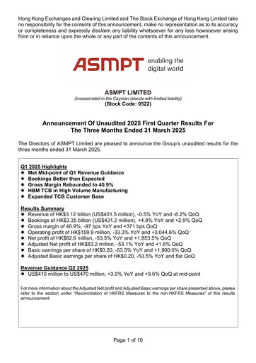 Thumbnail ASMPT
 (ASM Pacific Technology) Quarterly Report 2025-q1