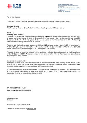 Thumbnail UOB Financial Statement 2010