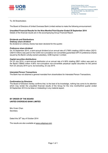 Thumbnail UOB Financial Statement 2014-9m