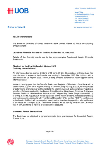 Thumbnail UOB Financial Statement 2026-h1