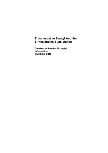 Thumbnail ENKA Quarterly Report 2010-q1