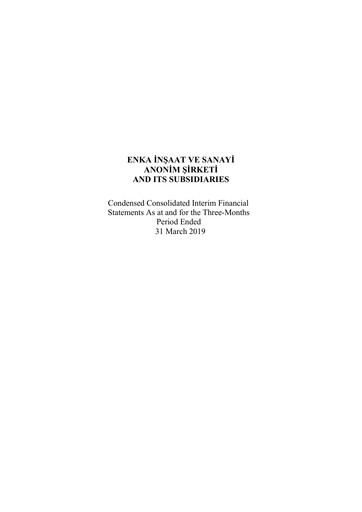 Thumbnail ENKA Quarterly Report 2019-q1