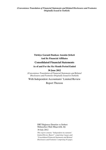Thumbnail GarantiBank Half-year Report 2012