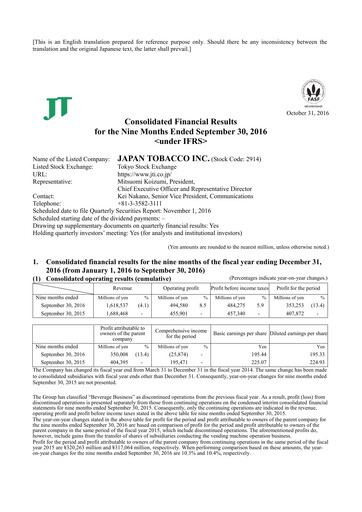 Vorschaubild Japan Tobacco Finanzmitteilung 2016-9m