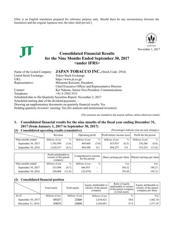 Vorschaubild Japan Tobacco Finanzmitteilung 2017-9m