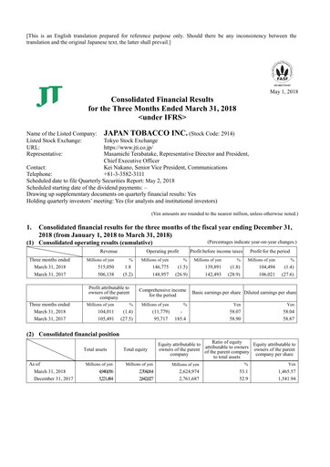 Vorschaubild Japan Tobacco Finanzmitteilung 2018-q1