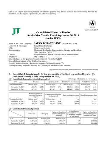 Vorschaubild Japan Tobacco Finanzmitteilung 2019-9m