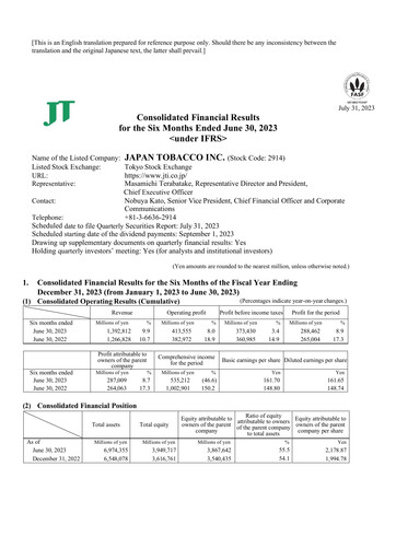 Vorschaubild Japan Tobacco Finanzmitteilung 2023-h1