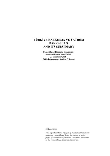 Thumbnail Türkiye Kalkınma Financial Statement 2019