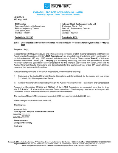 Thumbnail Kalpataru Projects International Quarterly Report 2025-q4