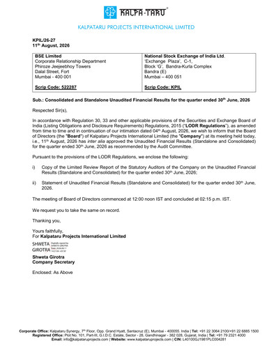 Thumbnail Kalpataru Projects International Quarterly Report 2026-q1