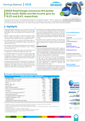 Thumbnail ENGIE Brasil
 Quarterly Report 2018-q1