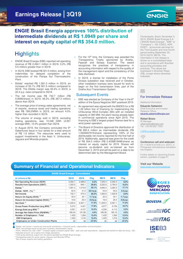 Thumbnail ENGIE Brasil
 Quarterly Report 2019-q3