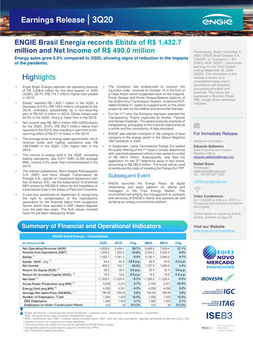 Thumbnail ENGIE Brasil
 Quarterly Report 2020-q3