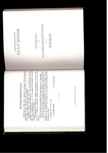 Thumbnail Investor AB Annual Report 1920