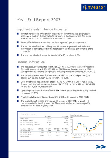 Vorschaubild Investor AB Quartalsbericht 2007-q4