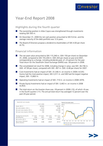 Vorschaubild Investor AB Quartalsbericht 2008-q4