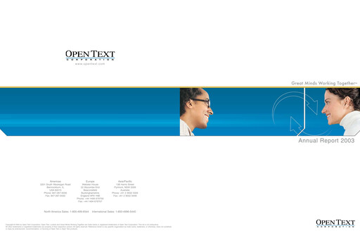 Thumbnail OpenText Annual Report 2003