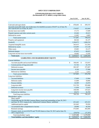 Miniature OpenText Bilan financier 2013