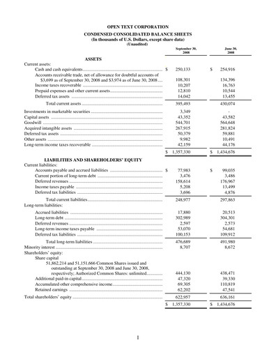 Miniature OpenText Rapport trimestriel 2009-q1