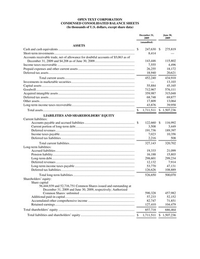 Miniature OpenText Rapport trimestriel 2010-q2