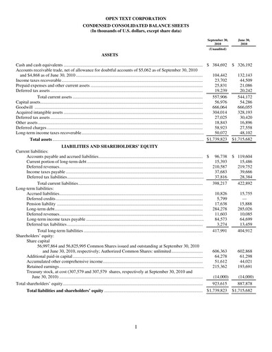 Miniature OpenText Rapport trimestriel 2011-q1