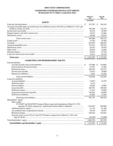 Miniature OpenText Rapport trimestriel 2011-q3