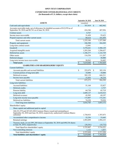 Miniature OpenText Rapport trimestriel 2019-q1
