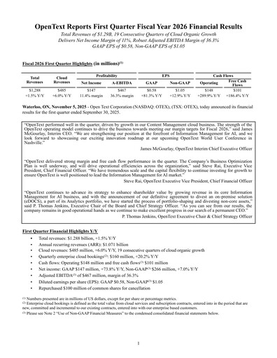 Miniature OpenText Rapport trimestriel 2026-q1