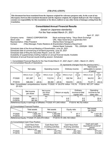 Thumbnail Fanuc Financial Statement fy2020