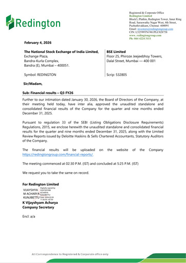 Thumbnail Redington India Quarterly Report 2025-q3