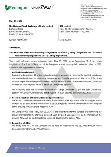 Vorschaubild Redington India Quartalsbericht 2026-q4