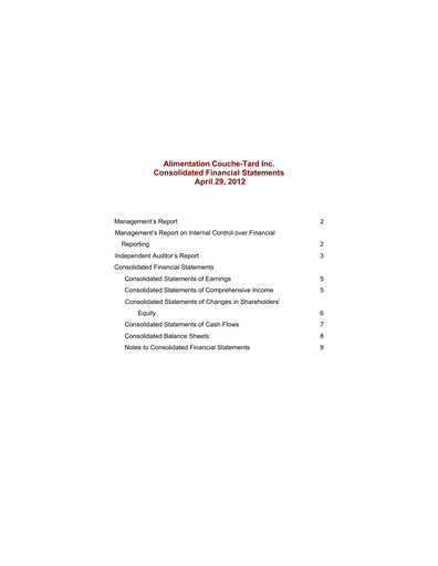 Thumbnail Alimentation Couche-Tard
 Financial Statement 2012